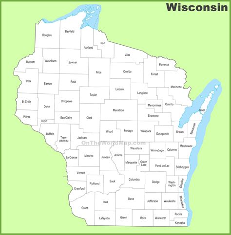 Wisconsin County Map Printable